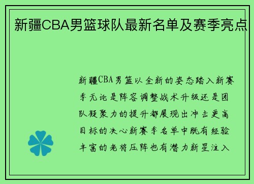 新疆CBA男篮球队最新名单及赛季亮点