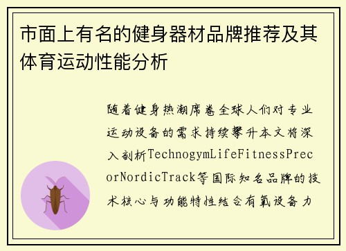 市面上有名的健身器材品牌推荐及其体育运动性能分析